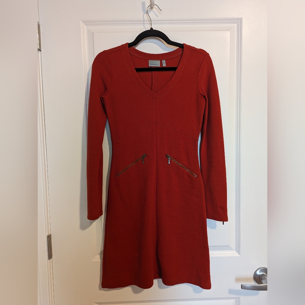 Athleta red long sleeved dress